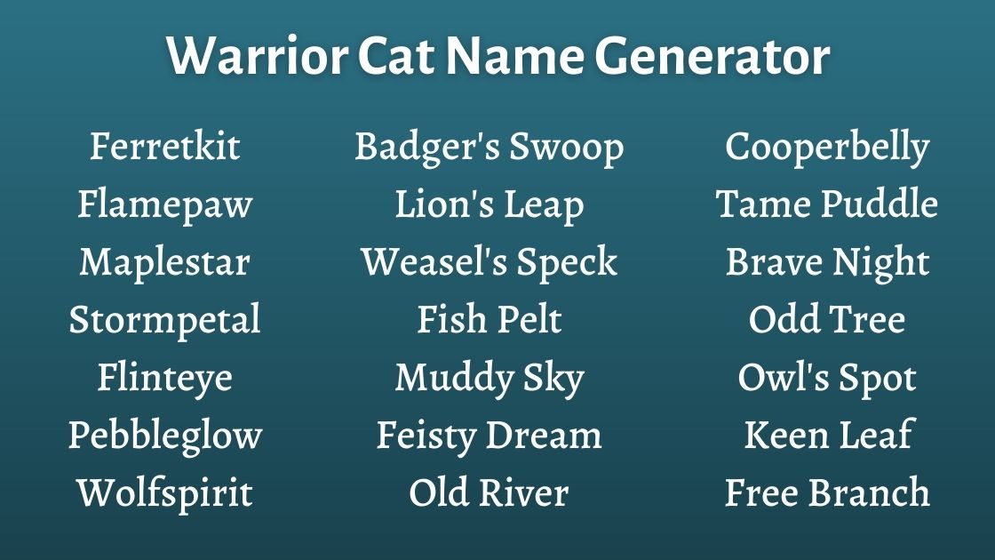 Best Warrior Cat Name Generator 1 Cat Name Generator